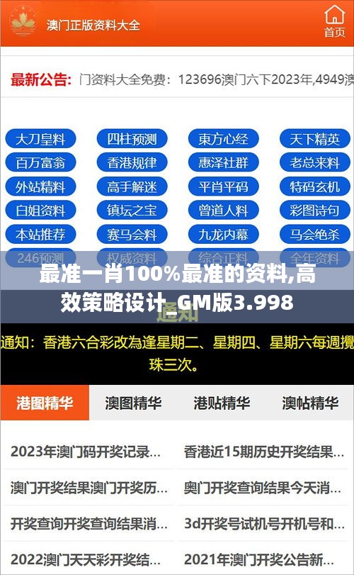 最準一肖100%最準的資料,高效策略設計_GM版3.998