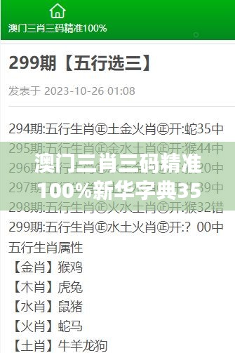 澳門三肖三碼精準(zhǔn)100%新華字典353期：高勝率彩票解碼