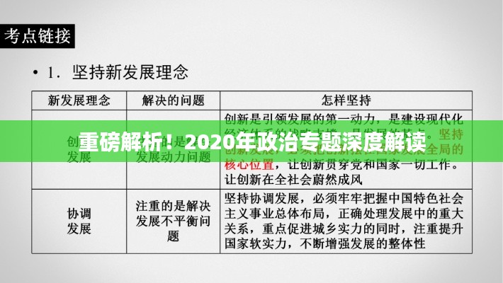 重磅解析！2020年政治專題深度解讀