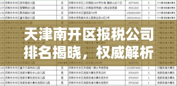 天津南開區(qū)報稅公司排名揭曉，權(quán)威解析助你了解行業(yè)佼佼者