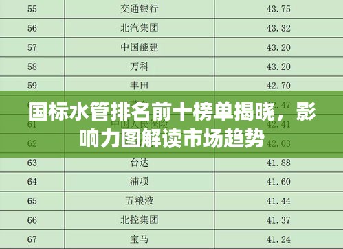 國(guó)標(biāo)水管排名前十榜單揭曉，影響力圖解讀市場(chǎng)趨勢(shì)