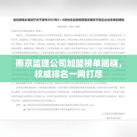 南京監(jiān)理公司加盟榜單揭曉，權(quán)威排名一網(wǎng)打盡