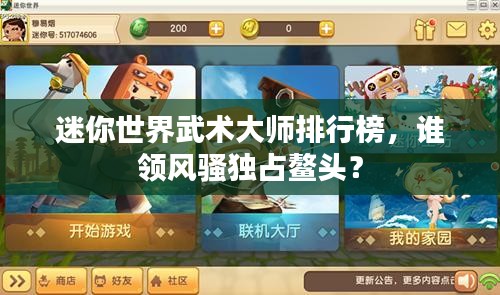 迷你世界武術(shù)大師排行榜，誰領(lǐng)風(fēng)騷獨占鰲頭？