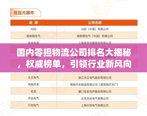 國內(nèi)零擔(dān)物流公司排名大揭秘，權(quán)威榜單，引領(lǐng)行業(yè)新風(fēng)向！