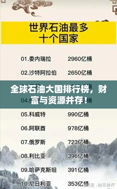 全球石油大國(guó)排行榜，財(cái)富與資源并存！
