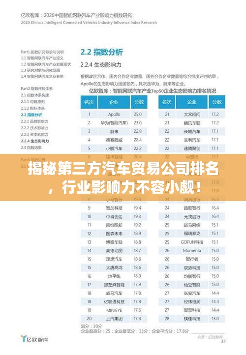 揭秘第三方汽車貿(mào)易公司排名，行業(yè)影響力不容小覷！