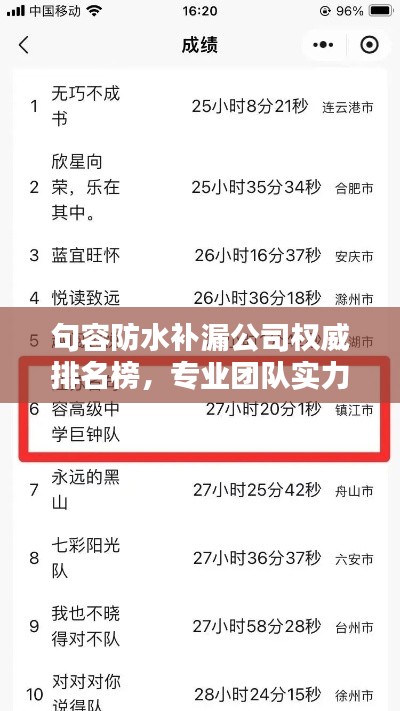 句容防水補(bǔ)漏公司權(quán)威排名榜，專業(yè)團(tuán)隊(duì)實(shí)力大比拼！
